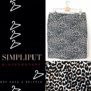 J CREW FACTORY Leopard Basketweave Pencil Skirt 14